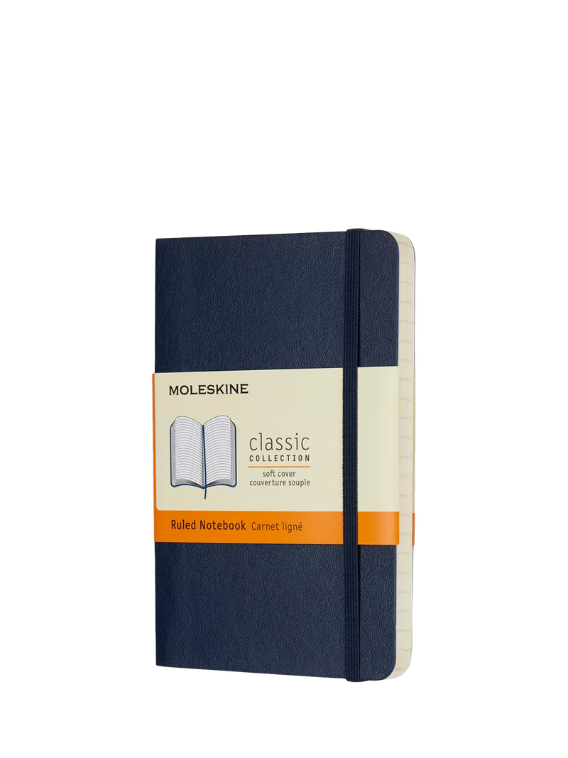 Moleskine blue hardback pocket notebook, UK version