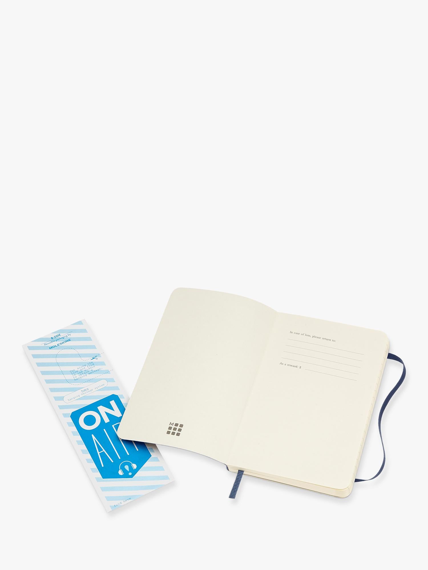 Moleskine blue hardback pocket notebook, UK version