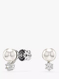 Swarovski pearl and zirconia stud earrings silver 6mm, UK version