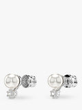 Swarovski pearl and zirconia stud earrings silver 6mm, UK version