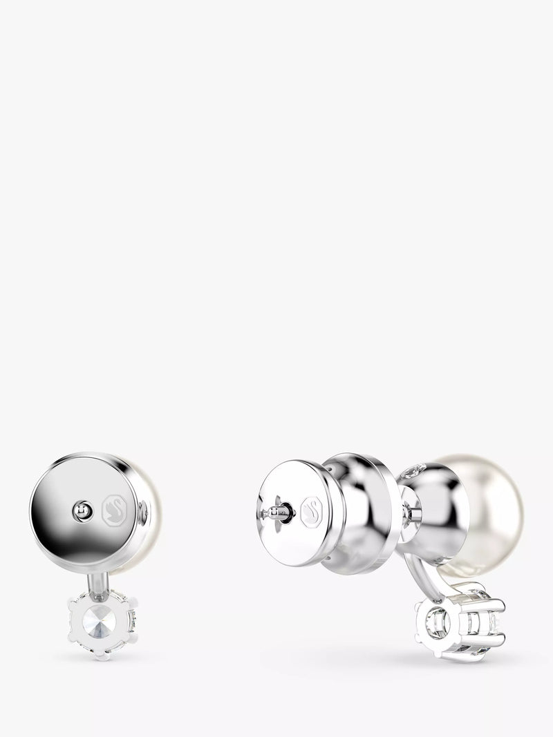 Swarovski pearl and zirconia stud earrings silver 6mm, UK version