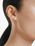 Swarovski pearl and zirconia stud earrings silver 6mm, UK version