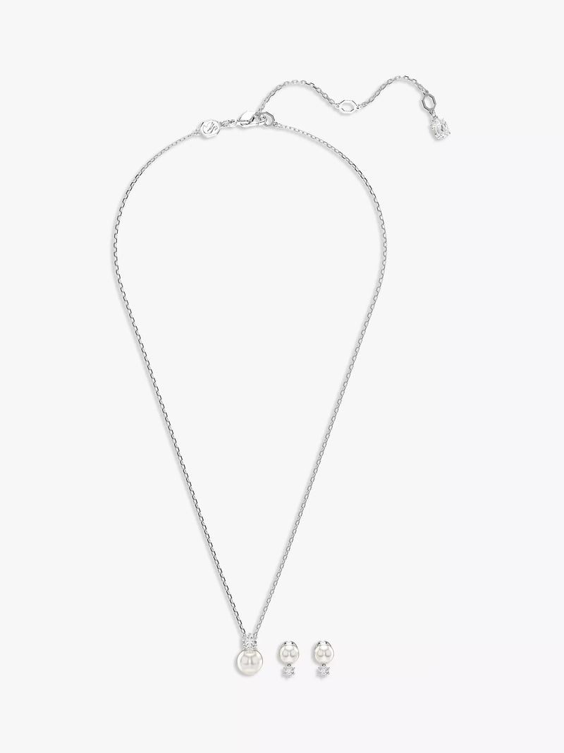Swarovski Matrix earrings and pendant necklace set white - British product