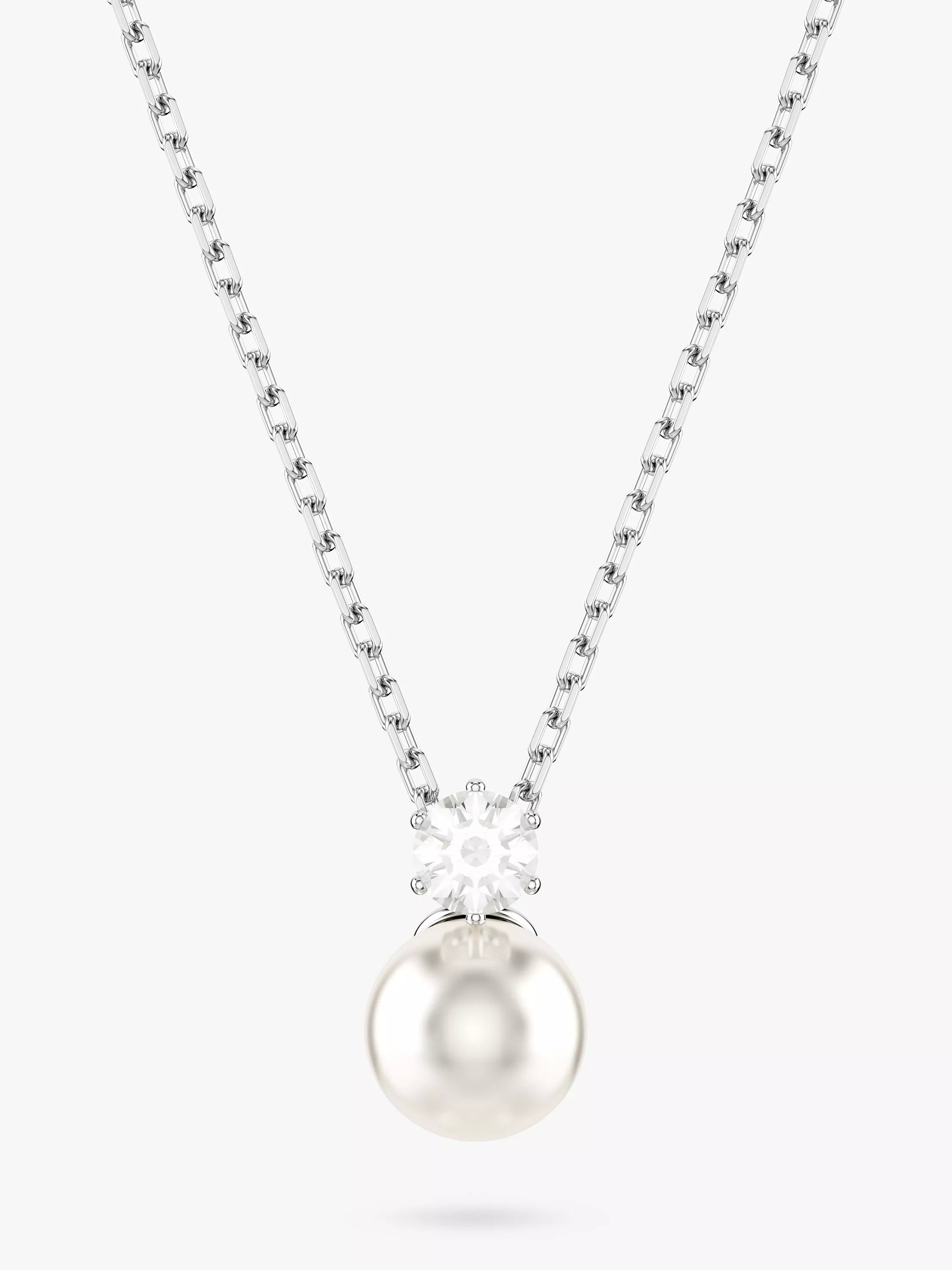 Swarovski Matrix crystal pearl pendant necklace silver white (British brand)