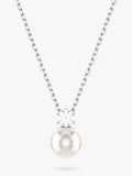 Swarovski Matrix crystal pearl pendant necklace silver white (British brand)
