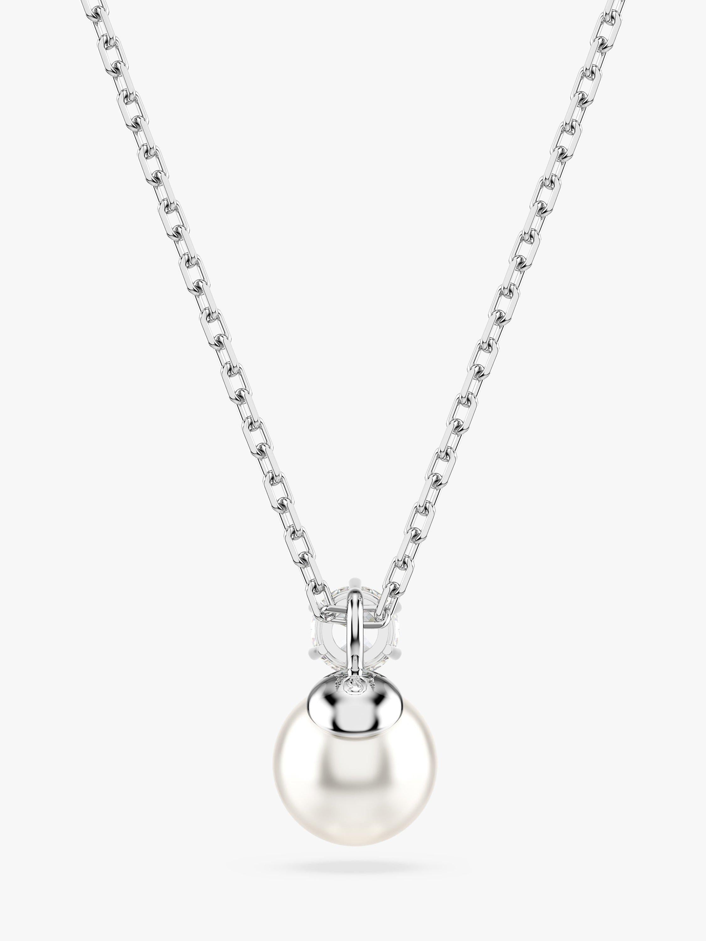 Swarovski Matrix crystal pearl pendant necklace silver white (British brand)