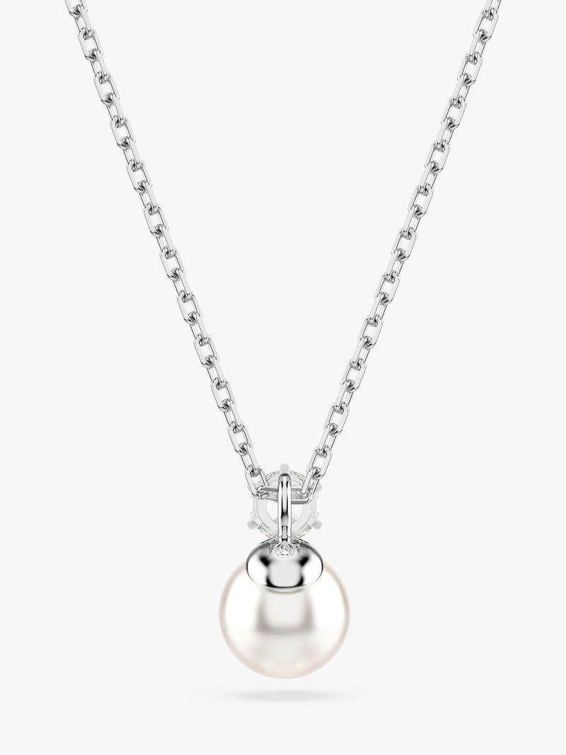 Swarovski Matrix crystal pearl pendant necklace silver white (British brand)