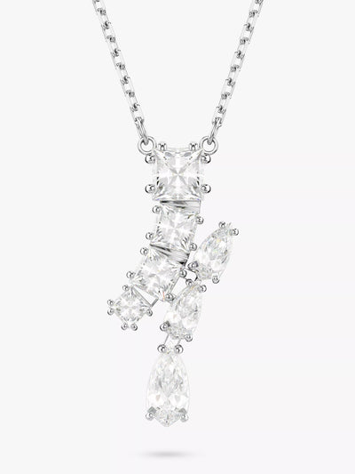 John Lewis Swarovski Matrix Mixed Cut Cubic Zirconia Pendant Necklace Silver- Buy online at McGrocer