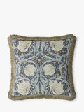 William Morris Pimpernel square cushion in Ink with cotton-velvet reverse (British brand)