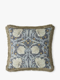 William Morris Pimpernel square cushion in Ink with cotton-velvet reverse (British brand)