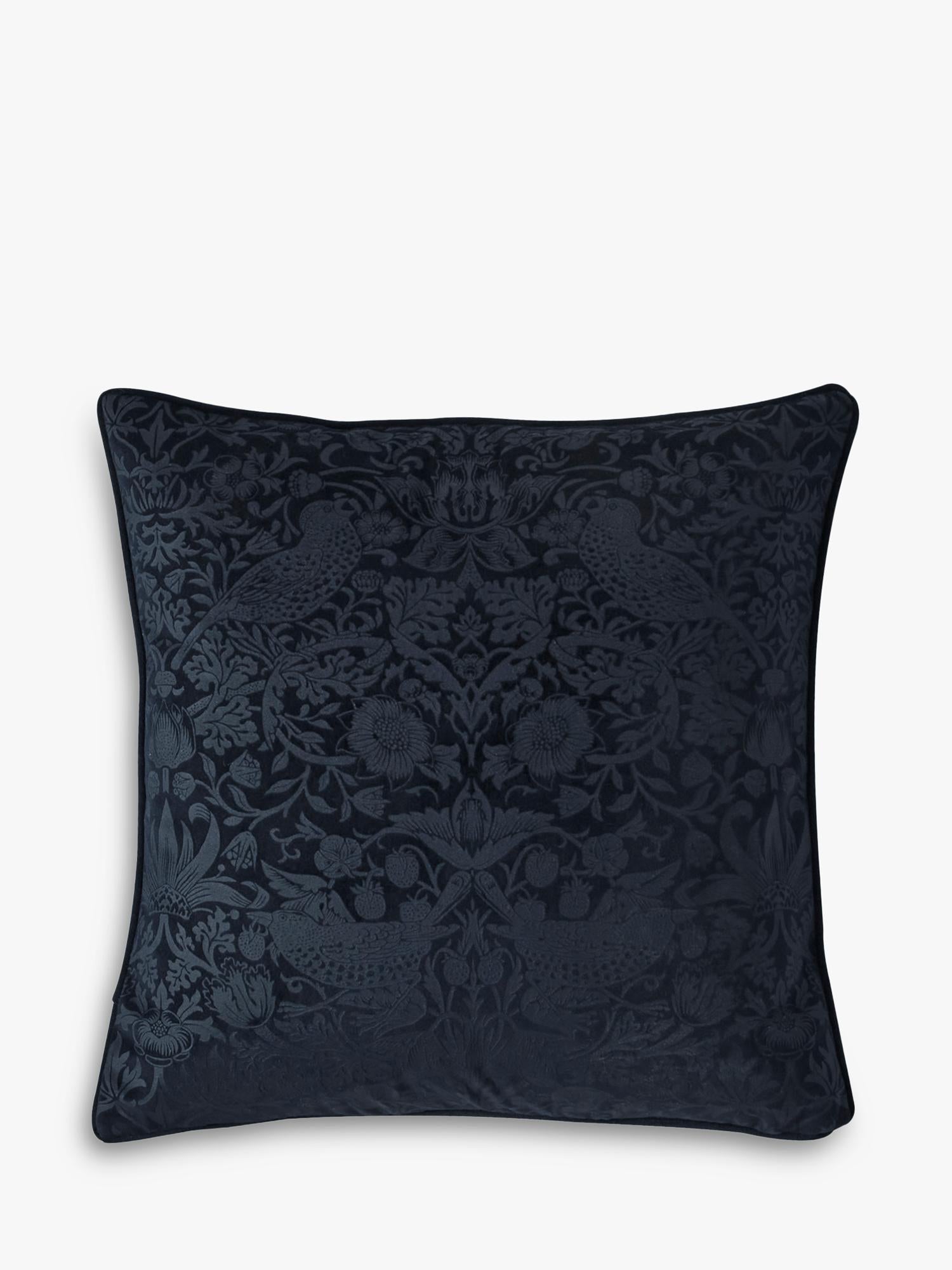 William Morris At Home Strawberry Thief embossed velvet cushion 50cm (British brand)