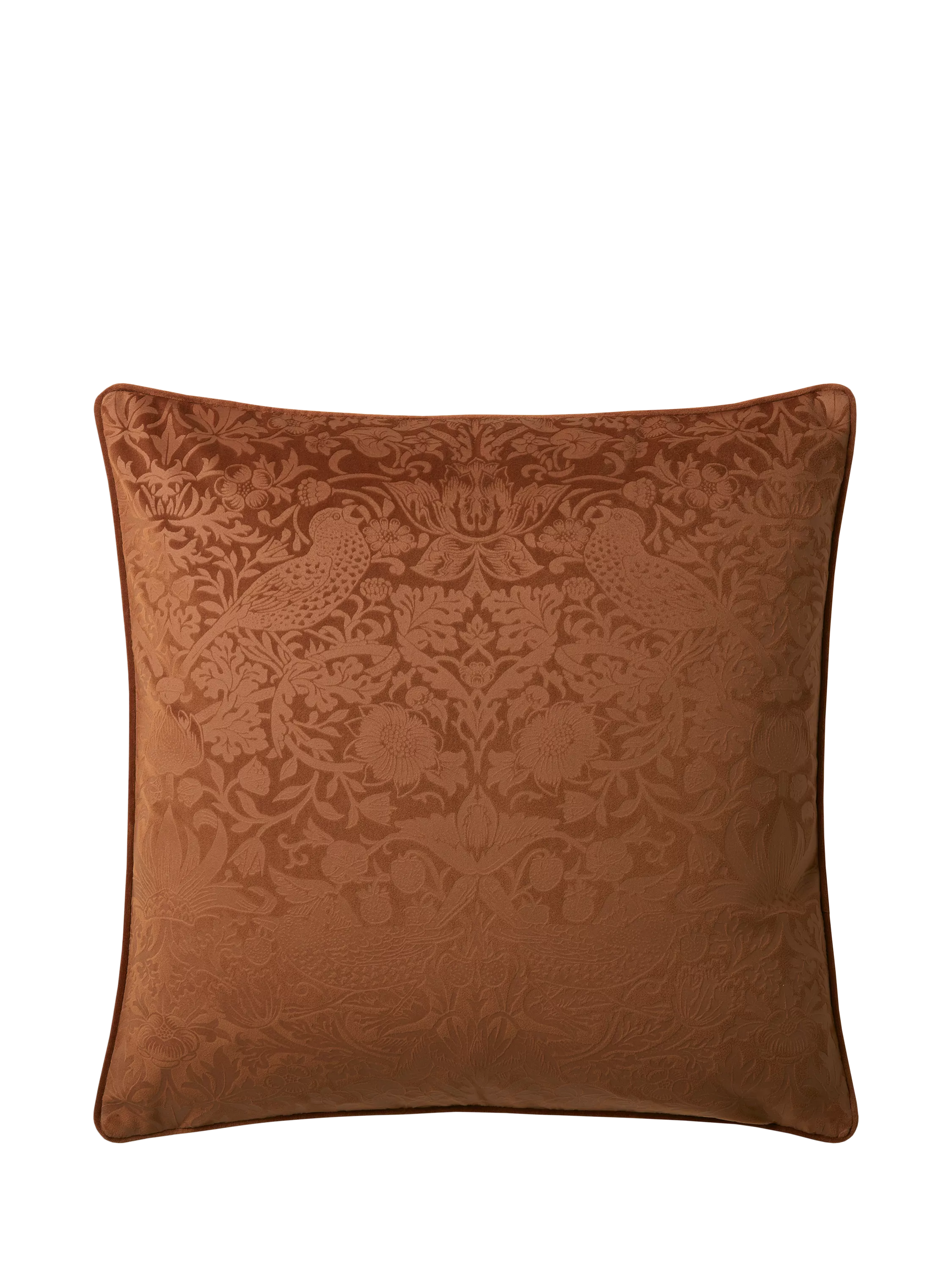 William Morris At Home Strawberry Thief embossed velvet cushion 50cm (British brand)