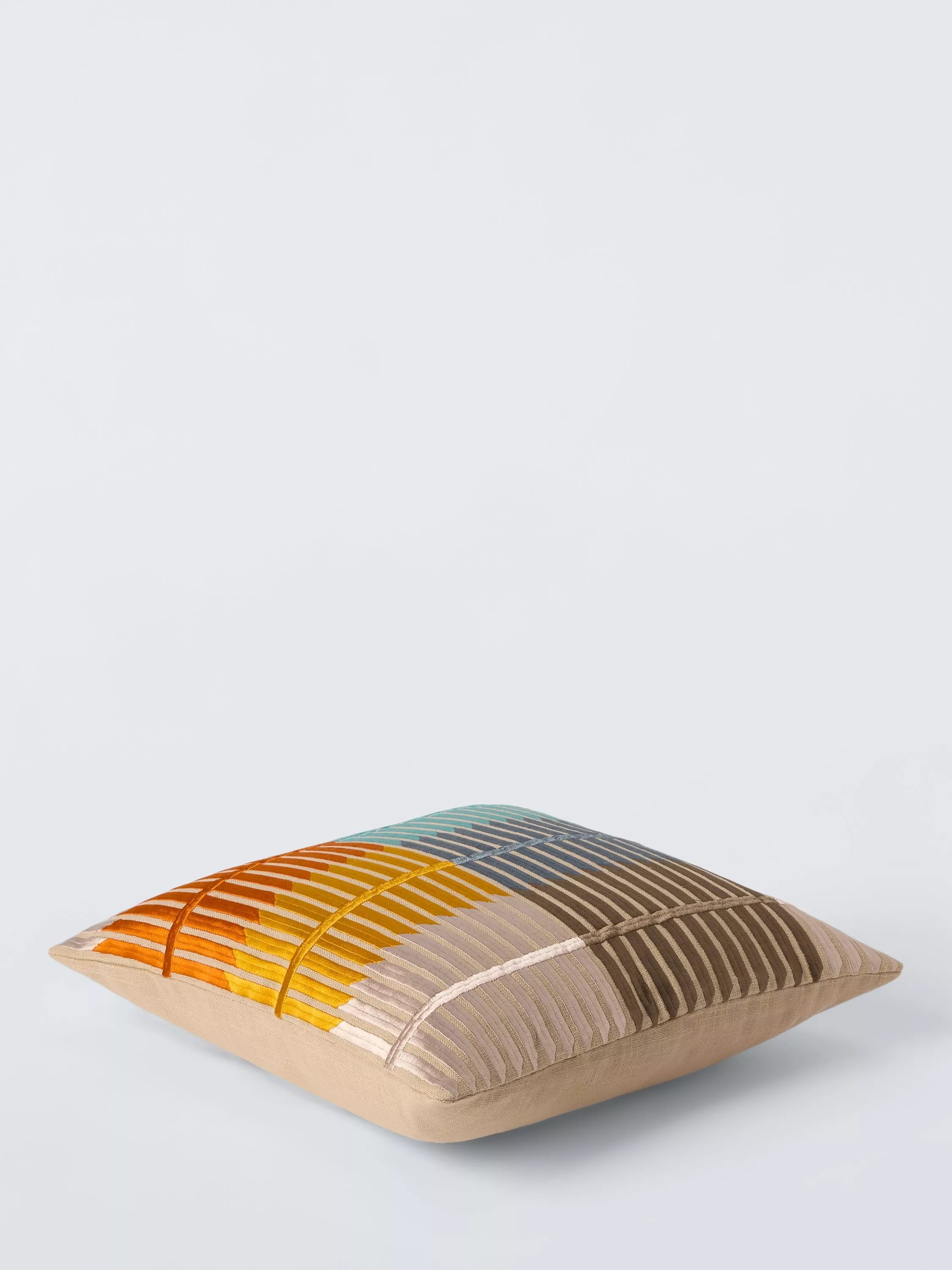 John Lewis square cushion with textured striped design and feather filling, UK version