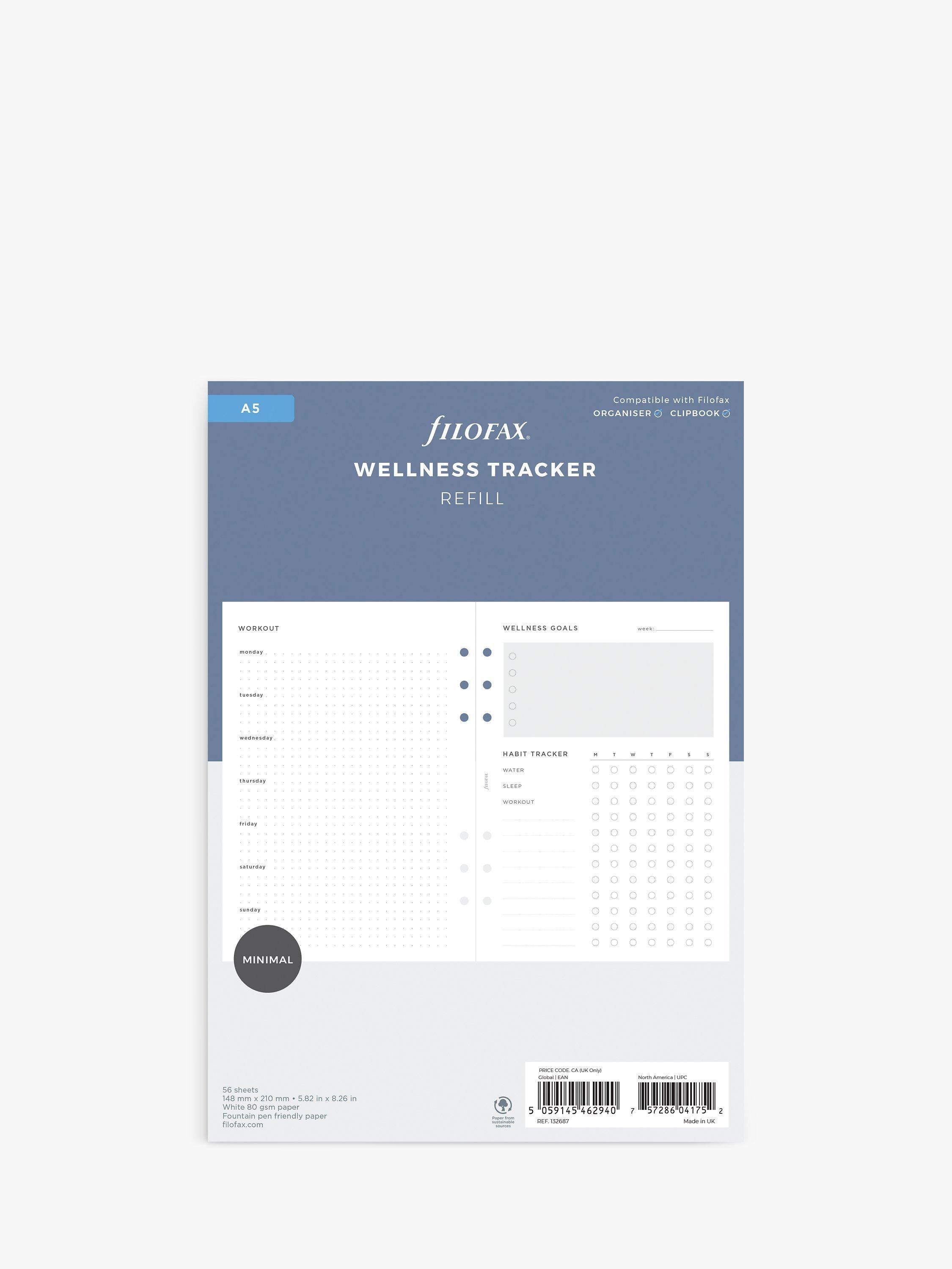 Filofax A5 Minimal Wellness Tracker Personal Organiser Refill - British product