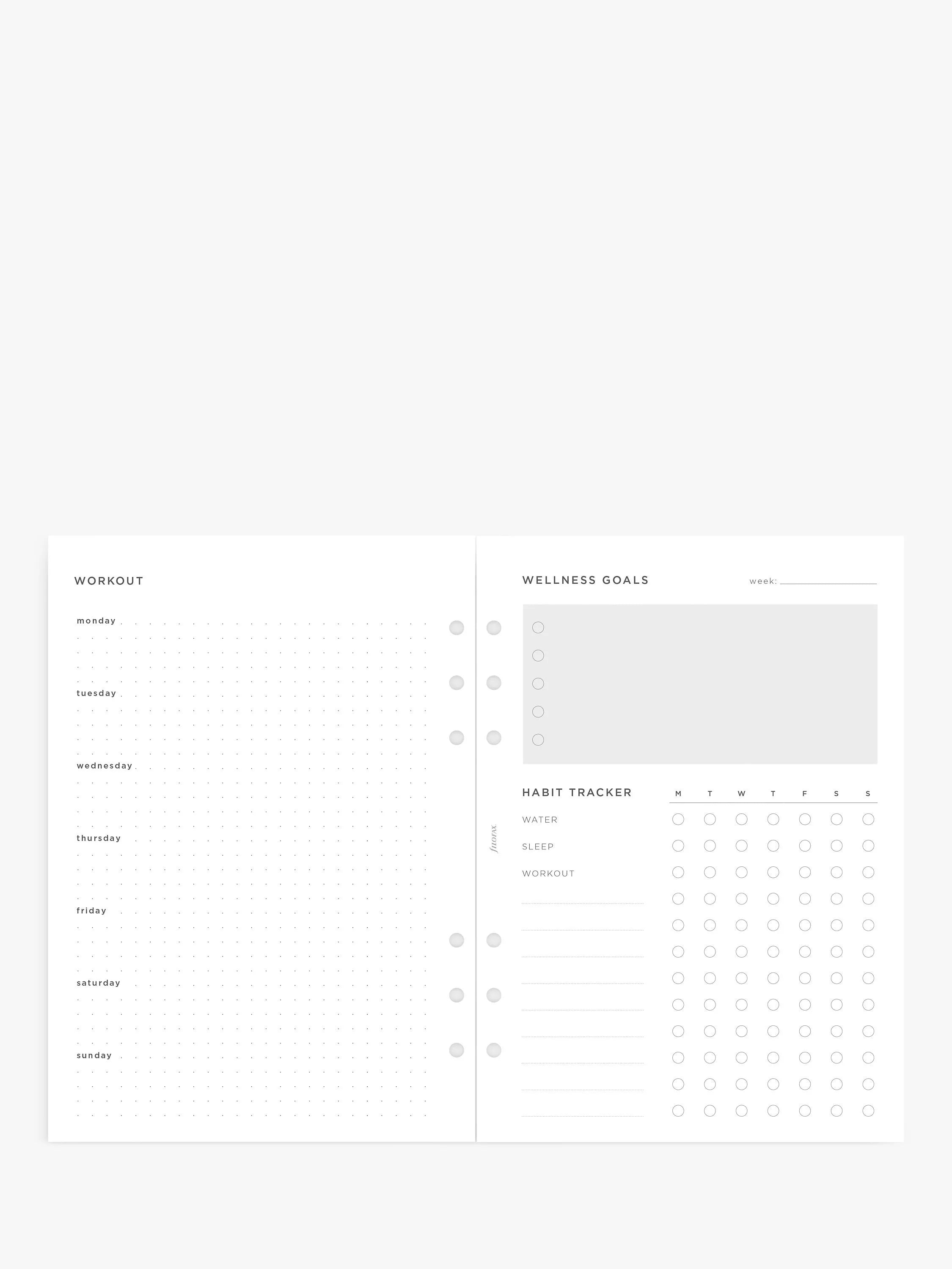 Filofax A5 Minimal Wellness Tracker Personal Organiser Refill - British product