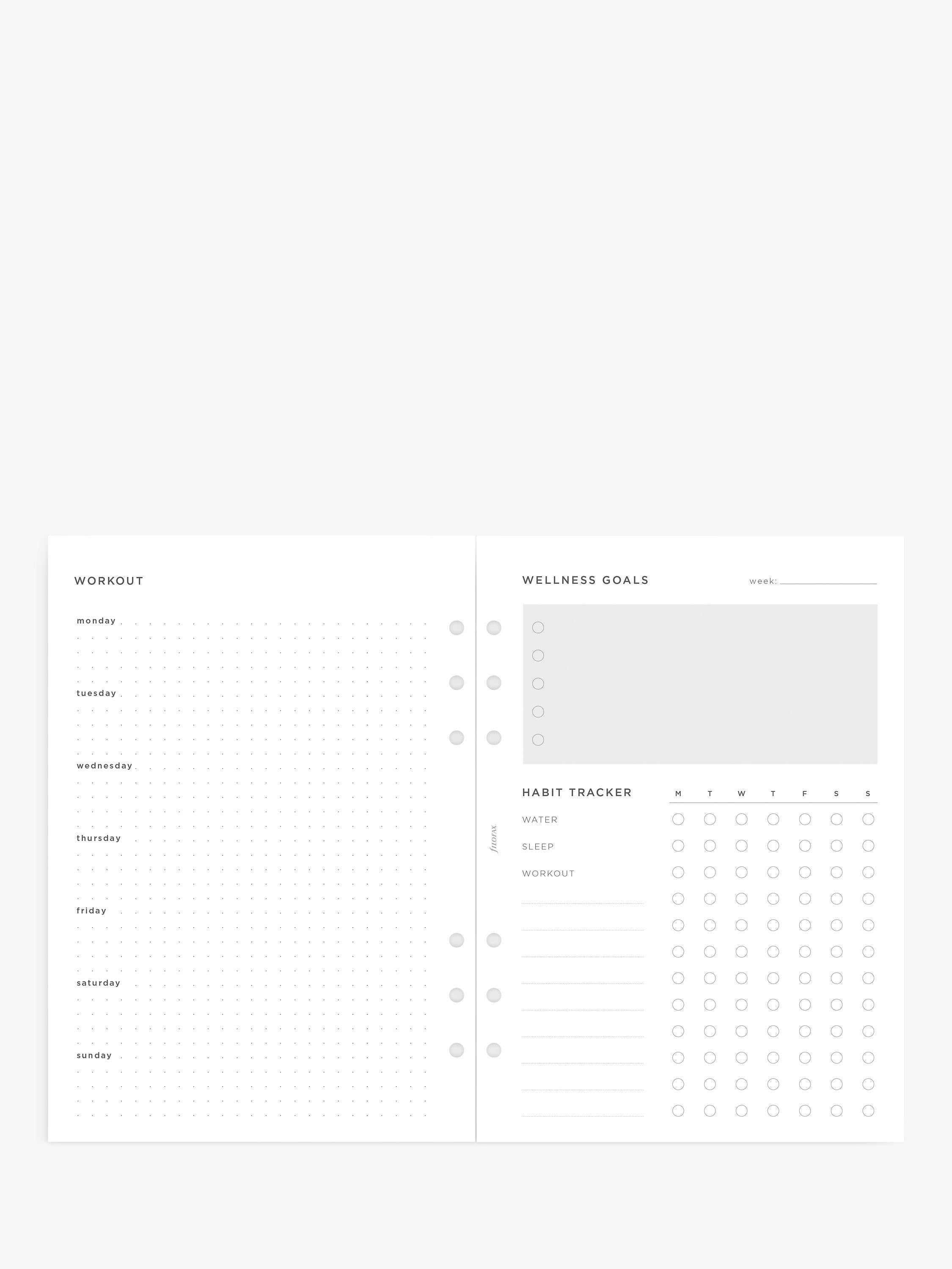 Filofax A5 Minimal Wellness Tracker Personal Organiser Refill - British product