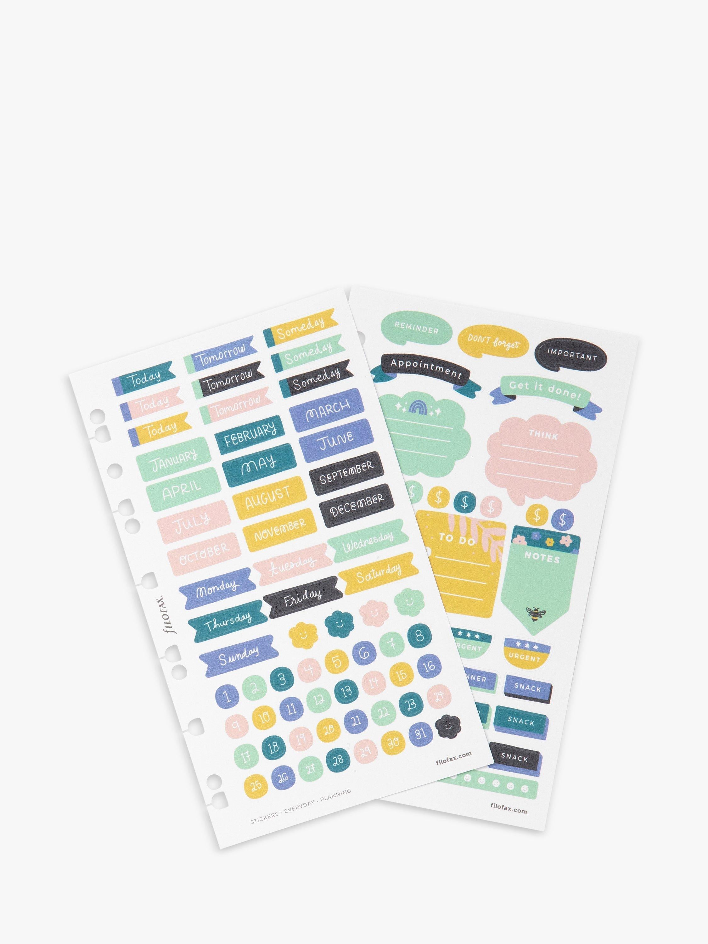 Filofax planning stickers set for personal organisers with 294 stickers - British product