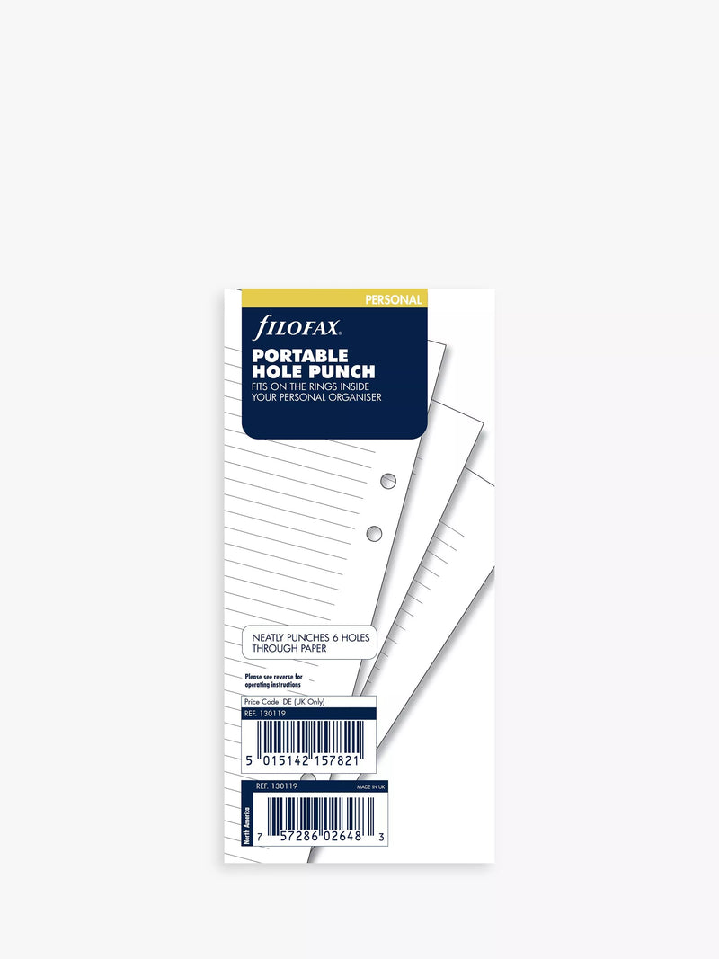 Filofax portable hole punch with ruler for personal organisers - British product
