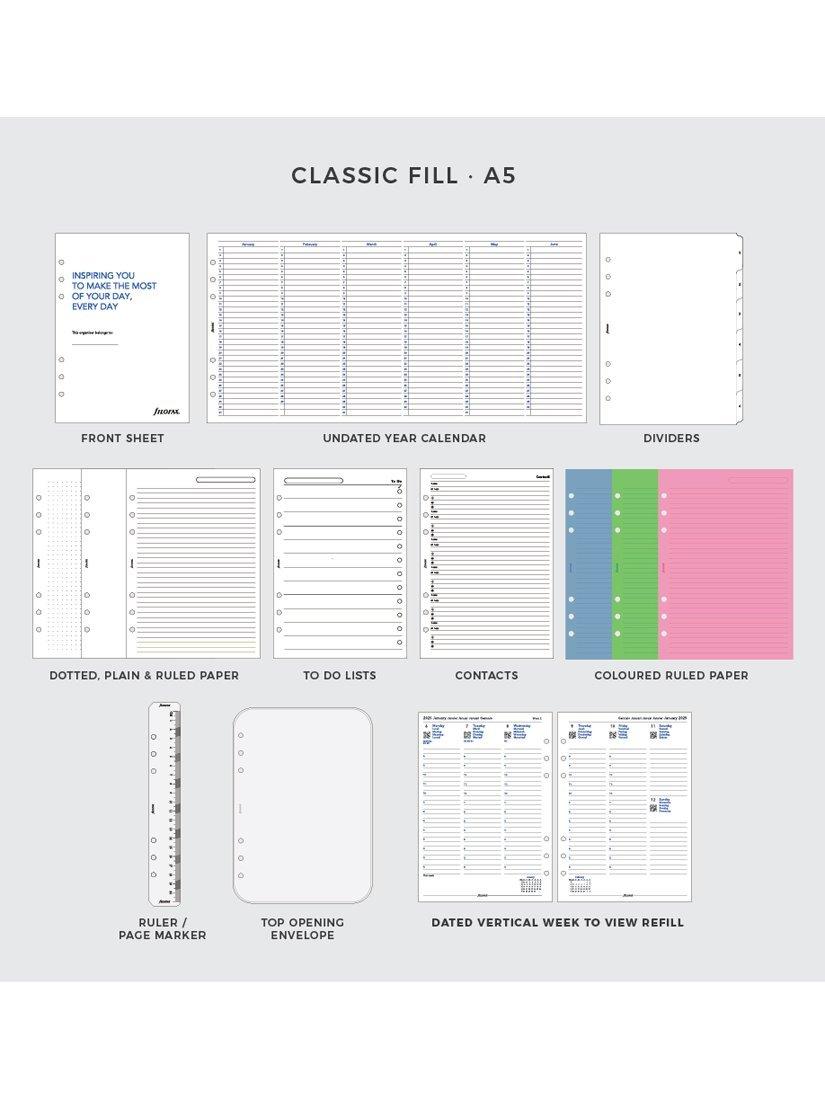 Filofax A5 Norfolk leather personal organiser currant, imported from the UK