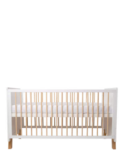 John Lewis Adjustable Height Cot Bed for Babies from Birth to 3 Years, White and Natural- Buy online at McGrocer