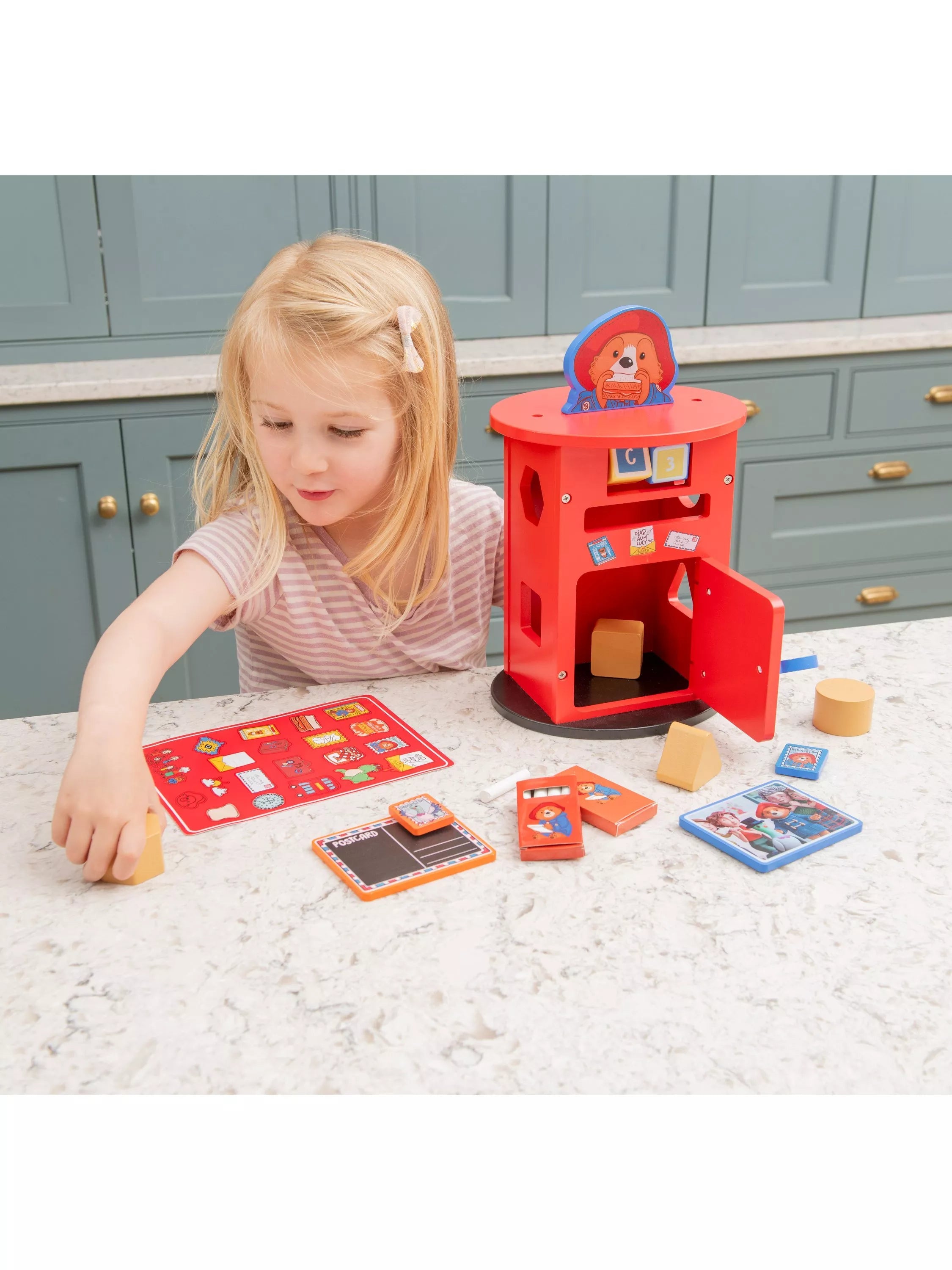 Paddington Bear wooden post box toy set, imported from the UK
