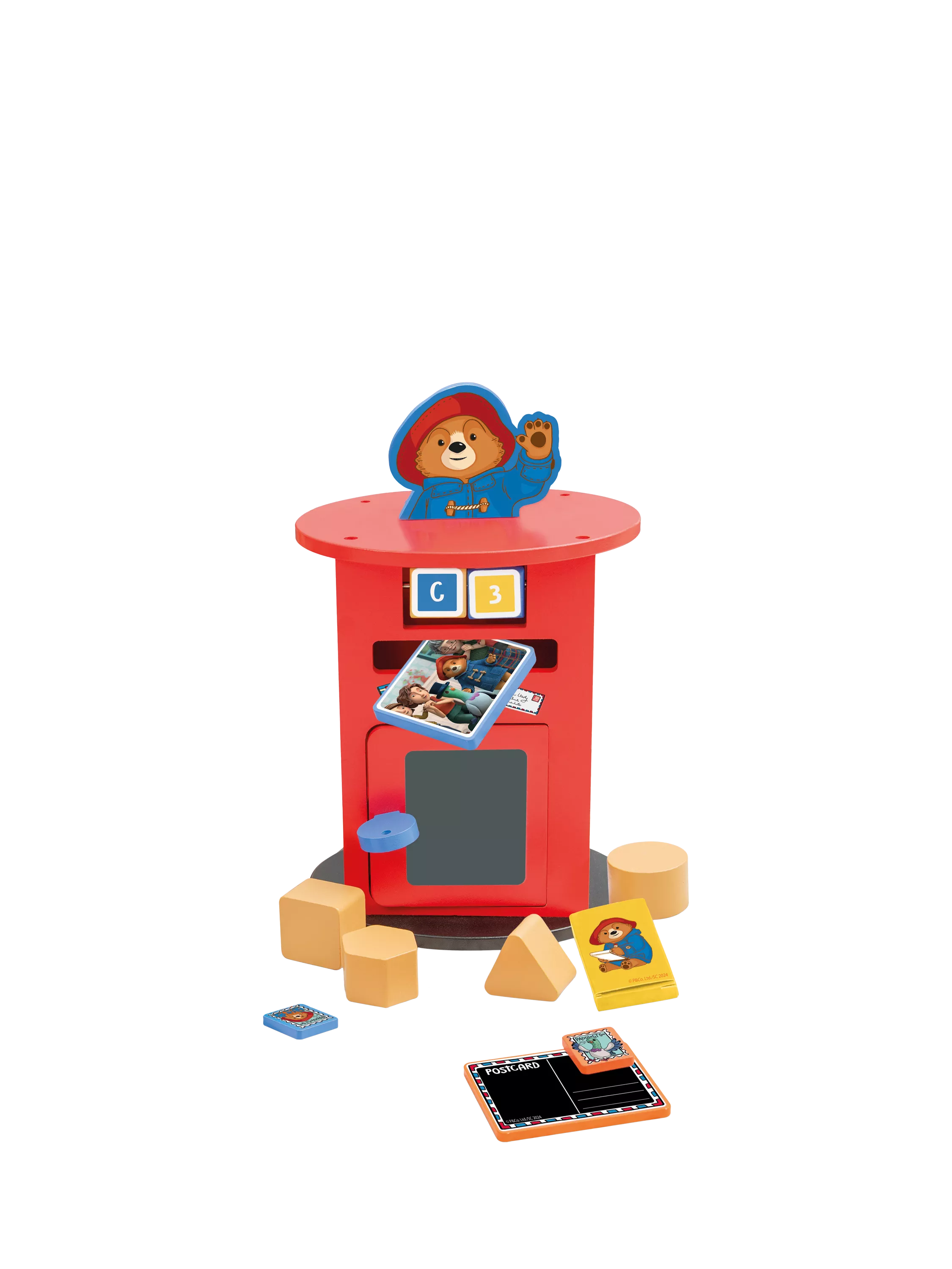 Paddington Bear wooden post box toy set, imported from the UK