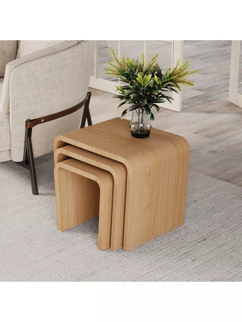 Tom Schneider Wave nest of tables oak three piece set - British product