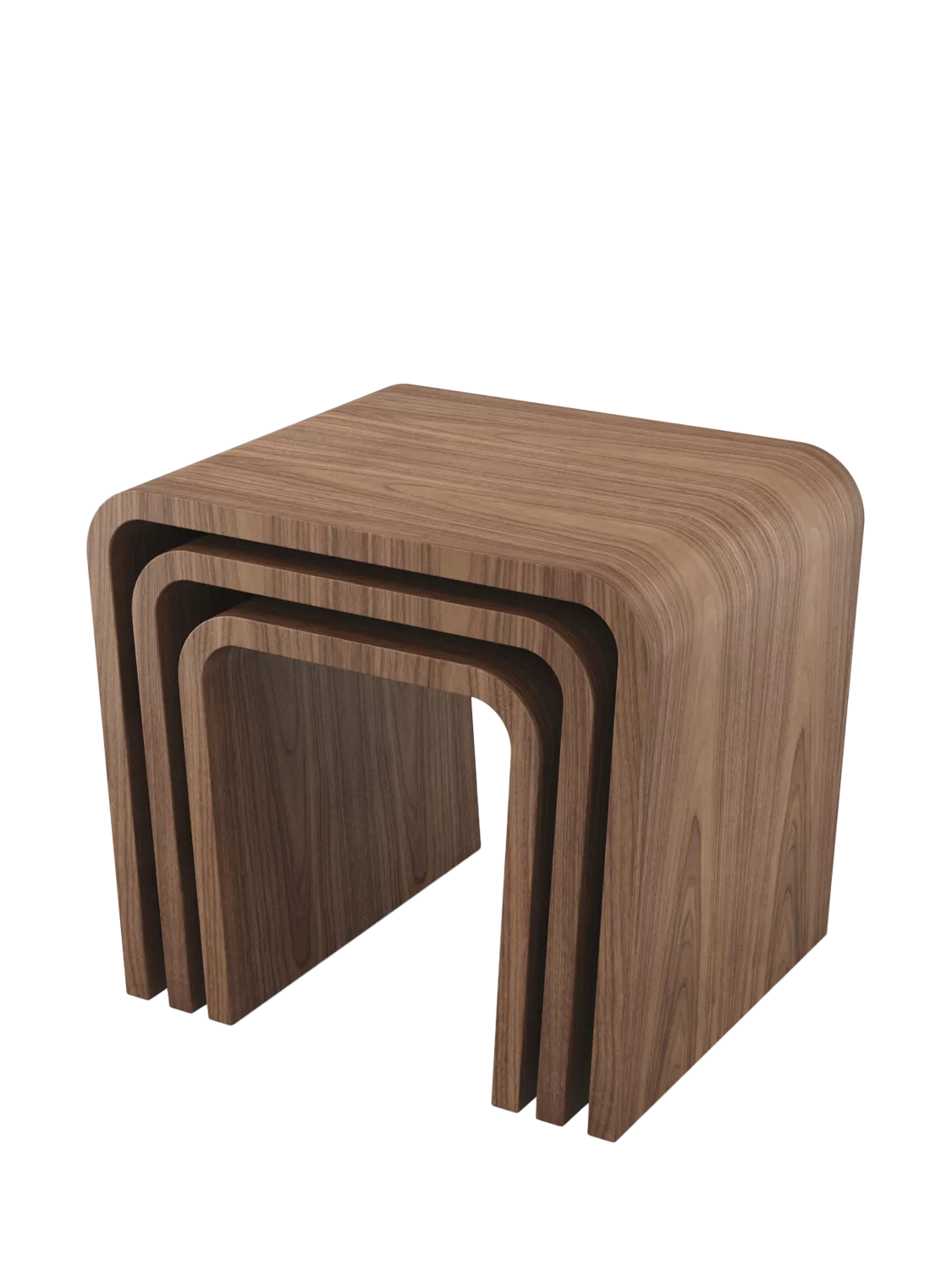 Tom Schneider Wave Nest of Tables, Walnut