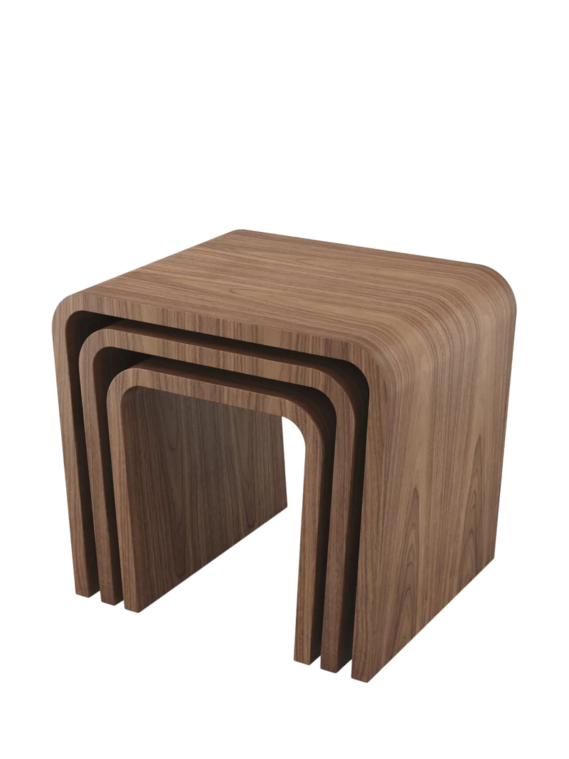 Tom Schneider Wave Nest of Tables, Walnut