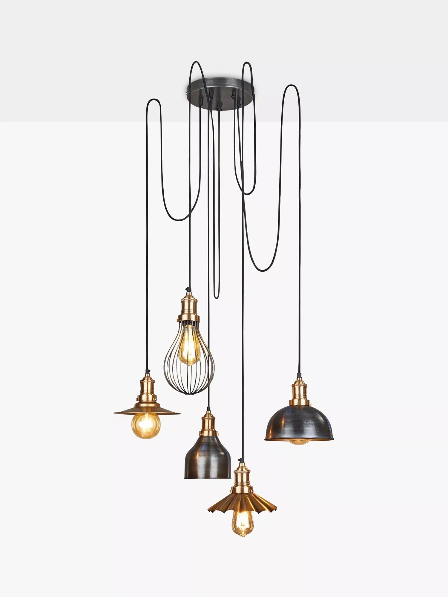 Industville Brooklyn 5 Wire Spider pendant ceiling light, imported from the UK
