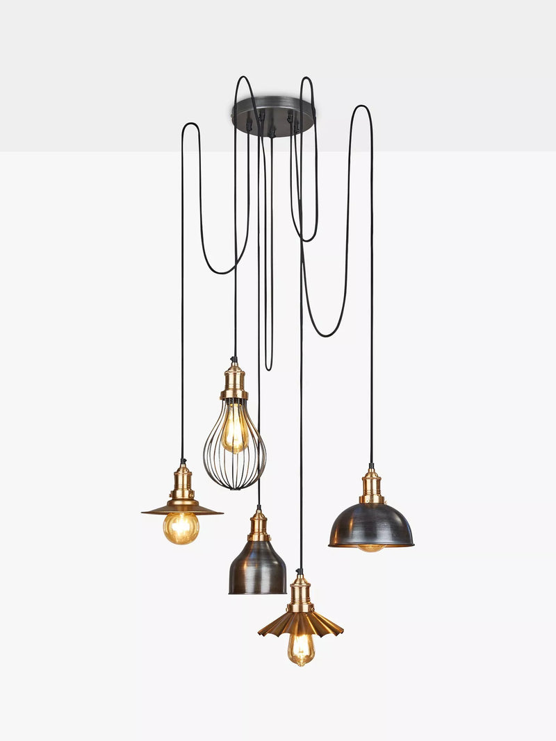 Industville Brooklyn 5 Wire Spider pendant ceiling light, imported from the UK