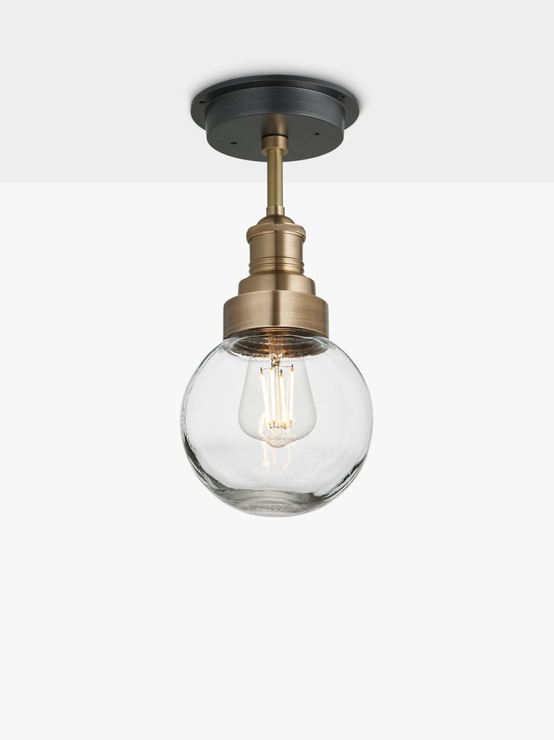 Industville flush mount glass globe ceiling light - British product