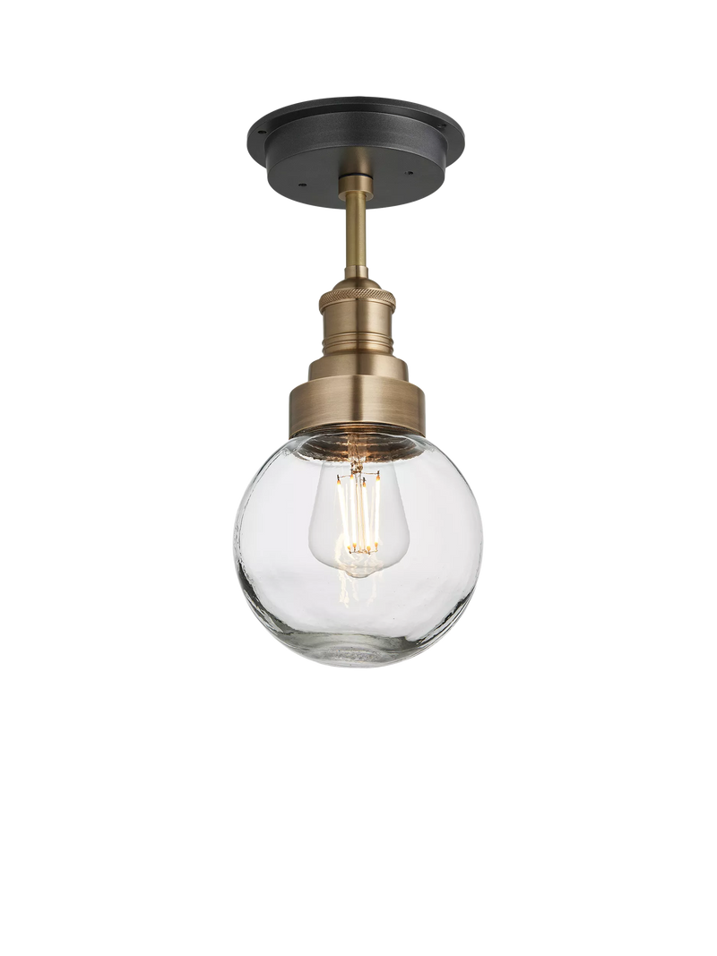 Industville Brooklyn Outdoor/Bathroom Flush Mount Glass Globe Ceiling Light