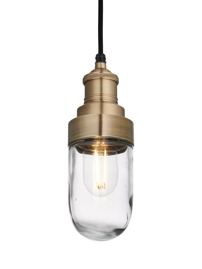 Industville Brooklyn pendant light brass metal glass (British brand)