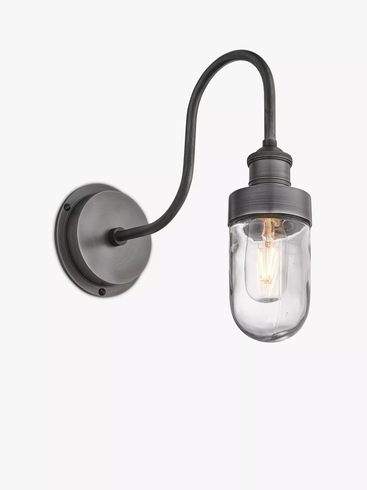 Industville Swan Neck Glass Tube Wall Light - British product