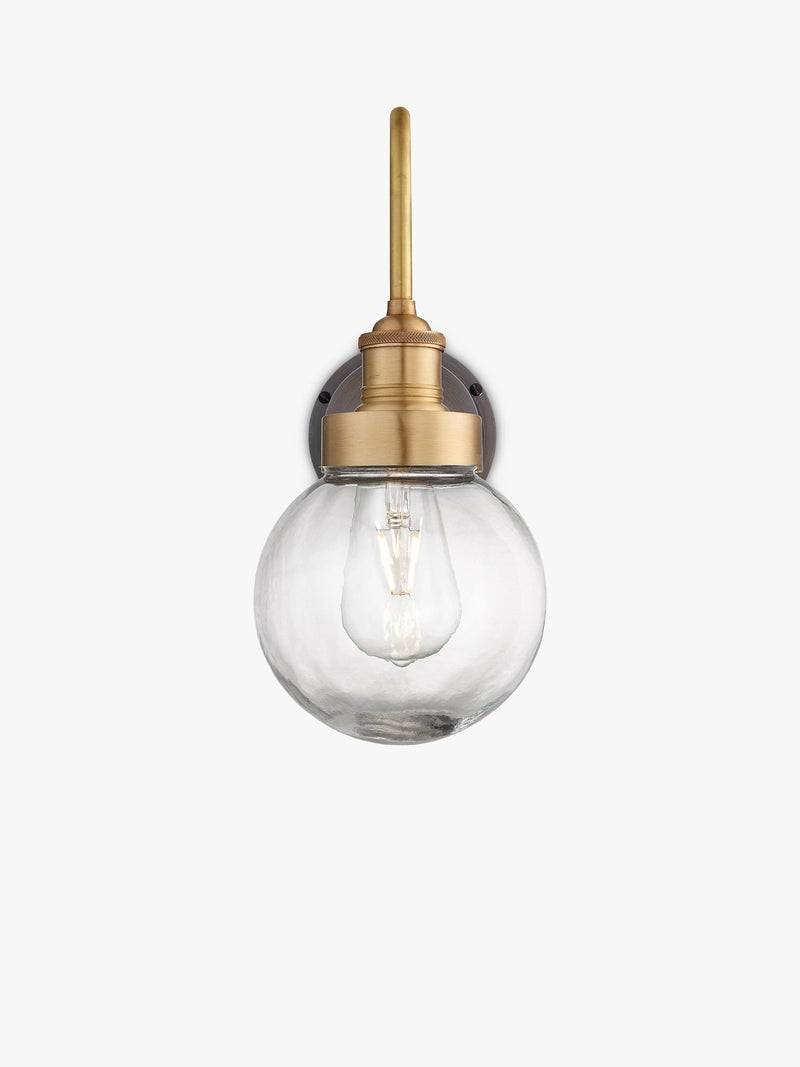 Industville Swan Neck wall light glass globe 37cm, UK version