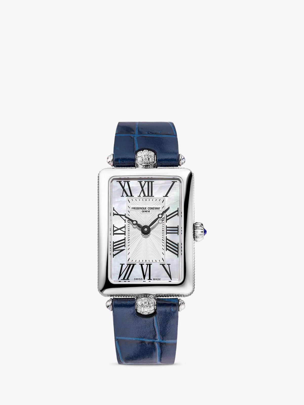 Frederique Constant Classics Art Deco Carree automatic watch blue leather strap - British product