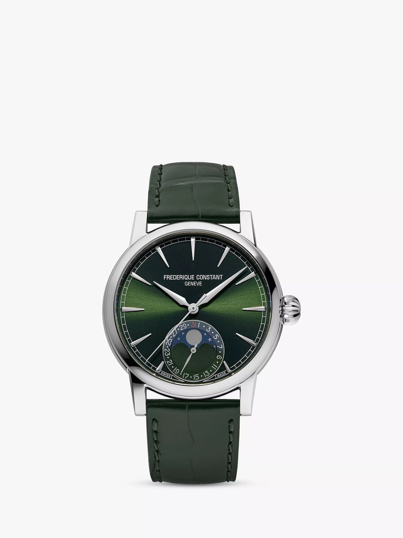 Frederique Constant FC-716 Men's Classic Moonphase Date Manufacture Leather Strap Watch