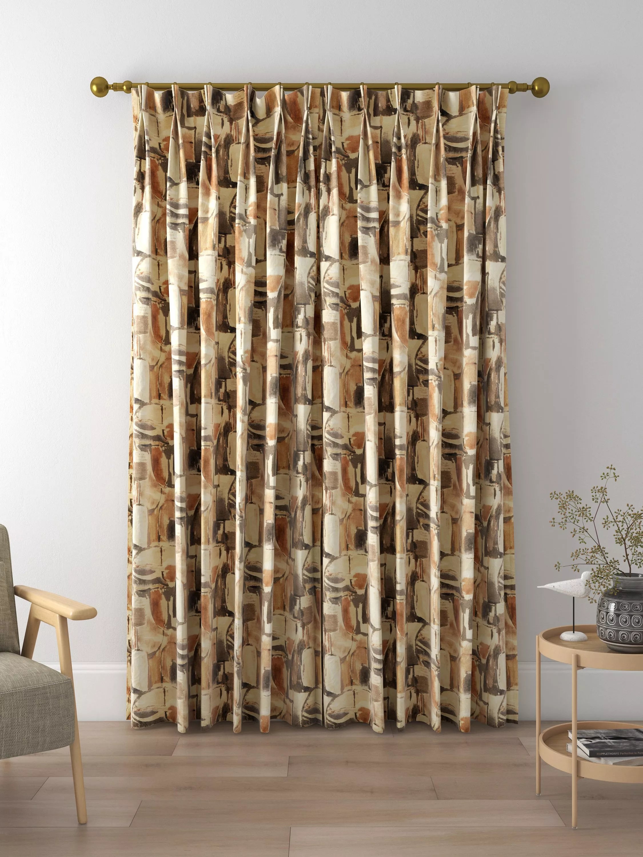 Clarke & Clarke Figura curtains in Linen/Charcoal, UK version