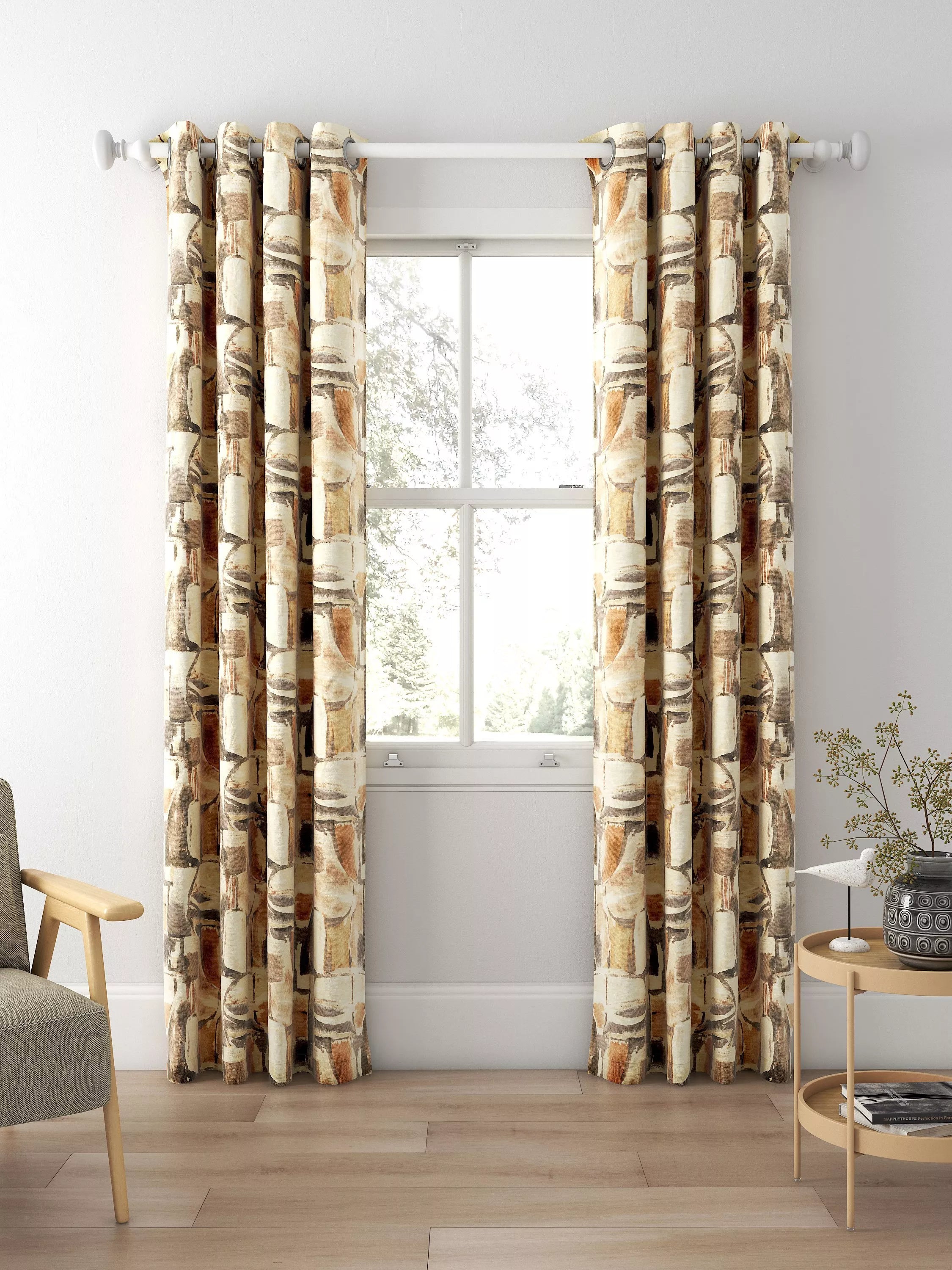 Clarke & Clarke Figura curtains in Linen/Charcoal, UK version