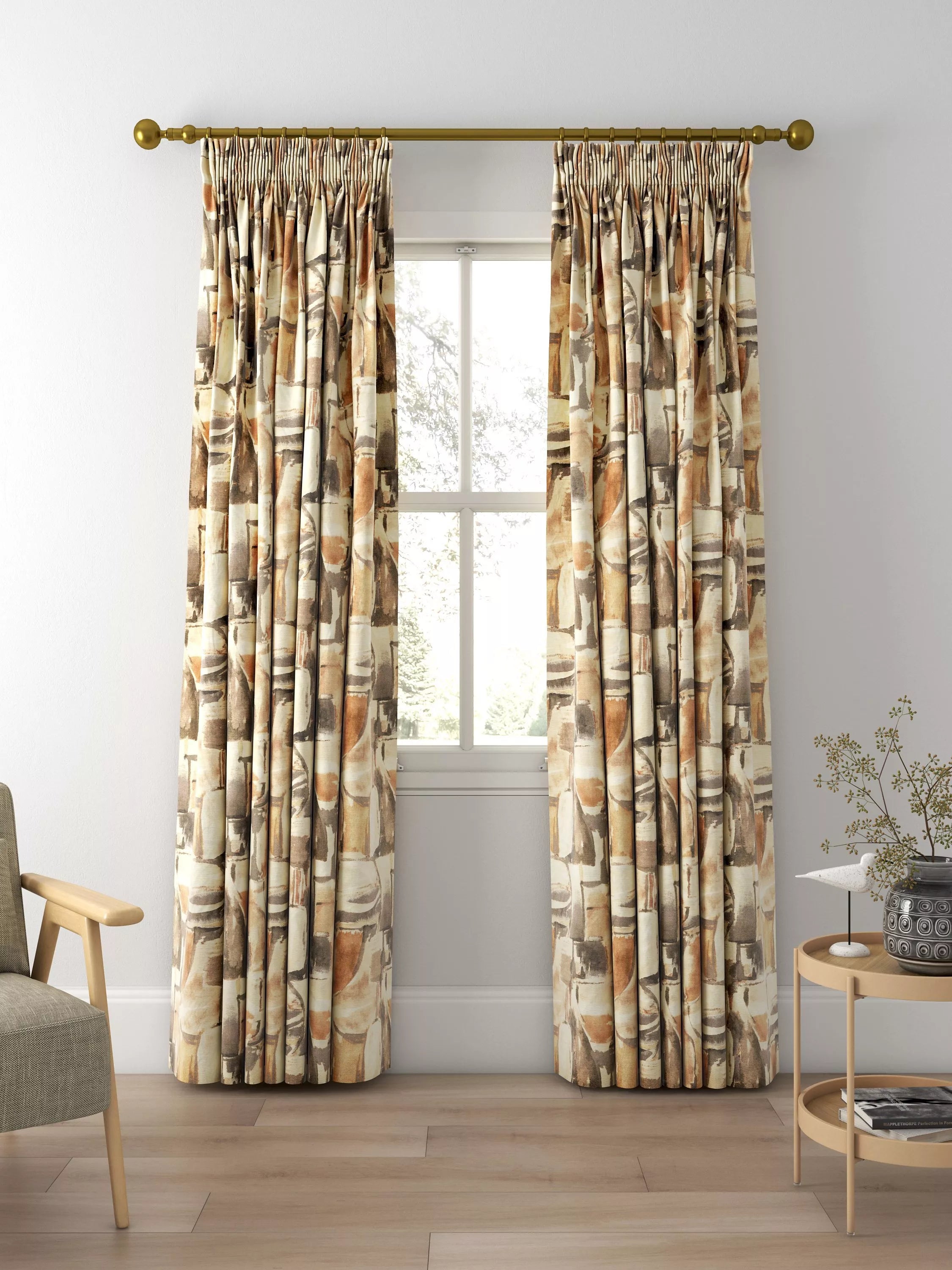 Clarke & Clarke Figura curtains in Linen/Charcoal, UK version