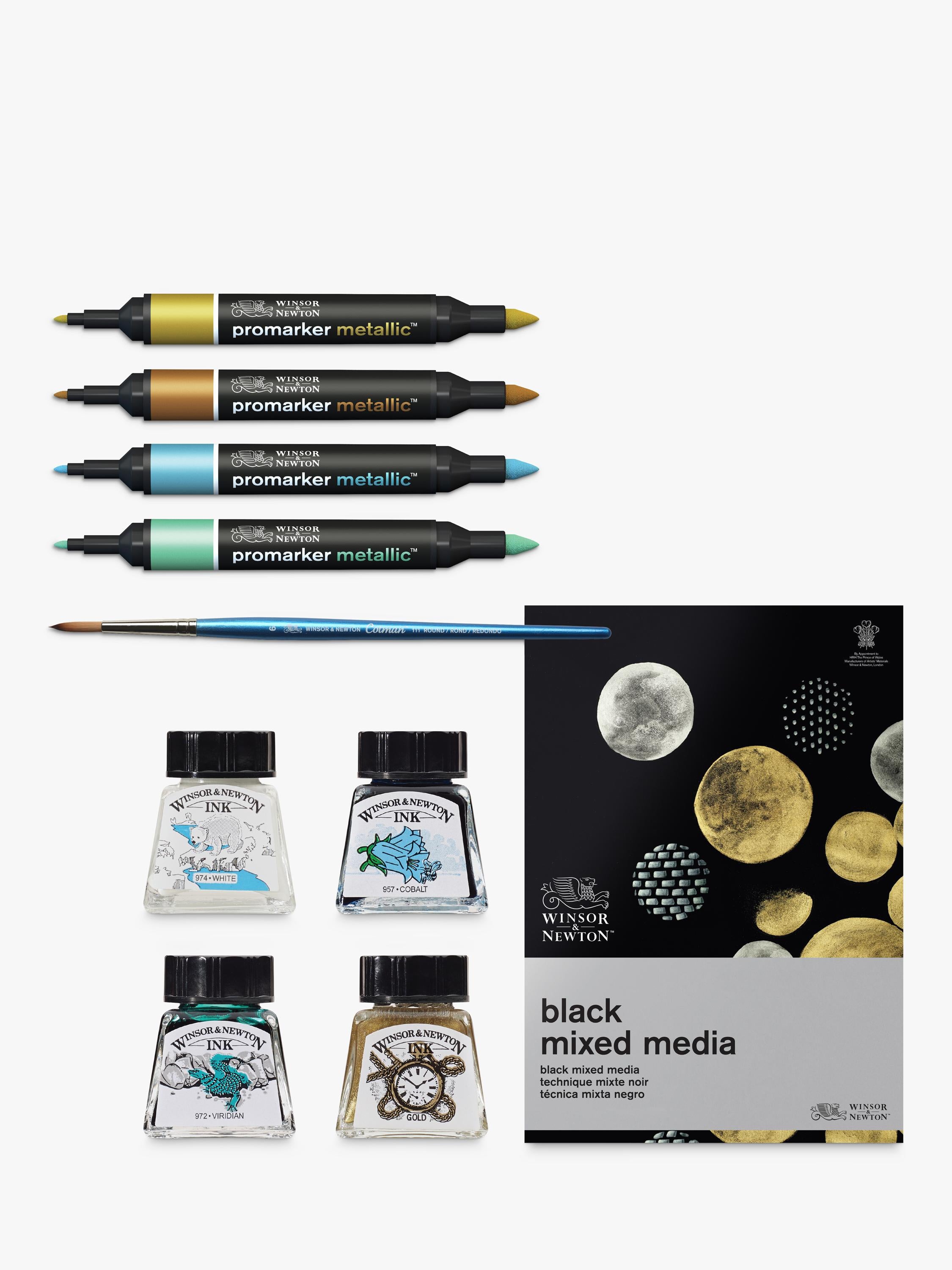 Winsor & Newton metallic mixed media art set with markers and inks (British brand)
