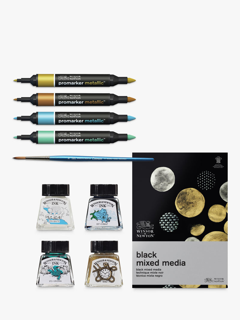 Winsor & Newton metallic mixed media art set with markers and inks (British brand)
