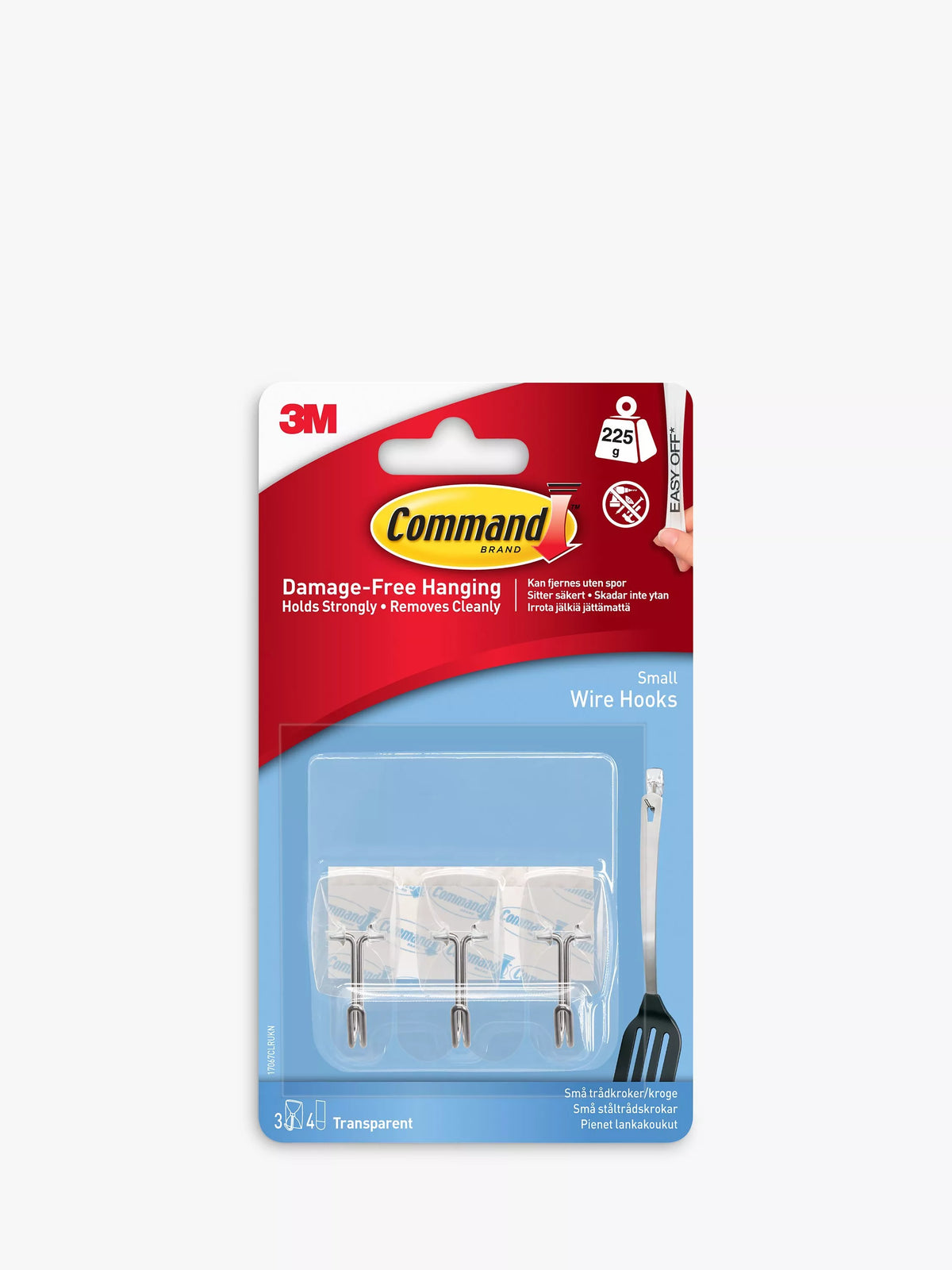 Command small clear wire hooks 3 pack - British product
