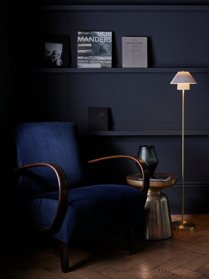 Original BTC Oxford floor lamp bone china satin brass - British product
