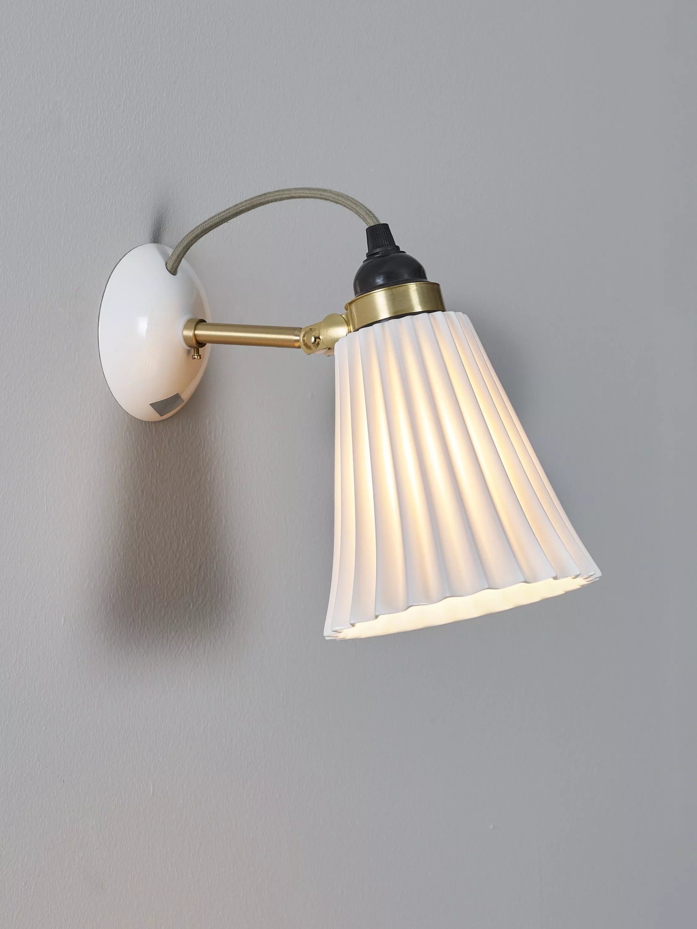 Original BTC Hector Pleat wall light natural bone china, imported from the UK