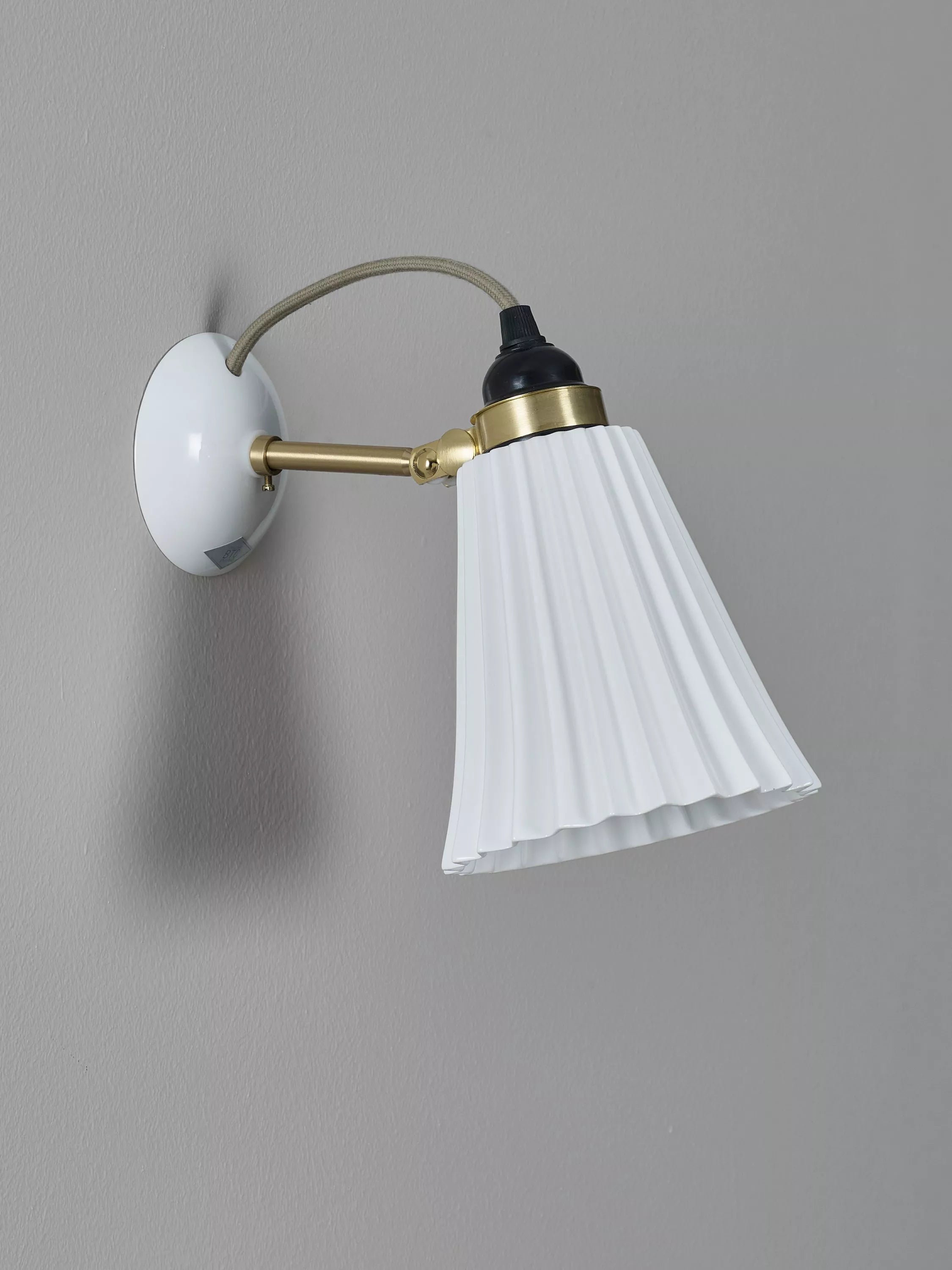 Original BTC Hector Pleat wall light natural bone china, imported from the UK