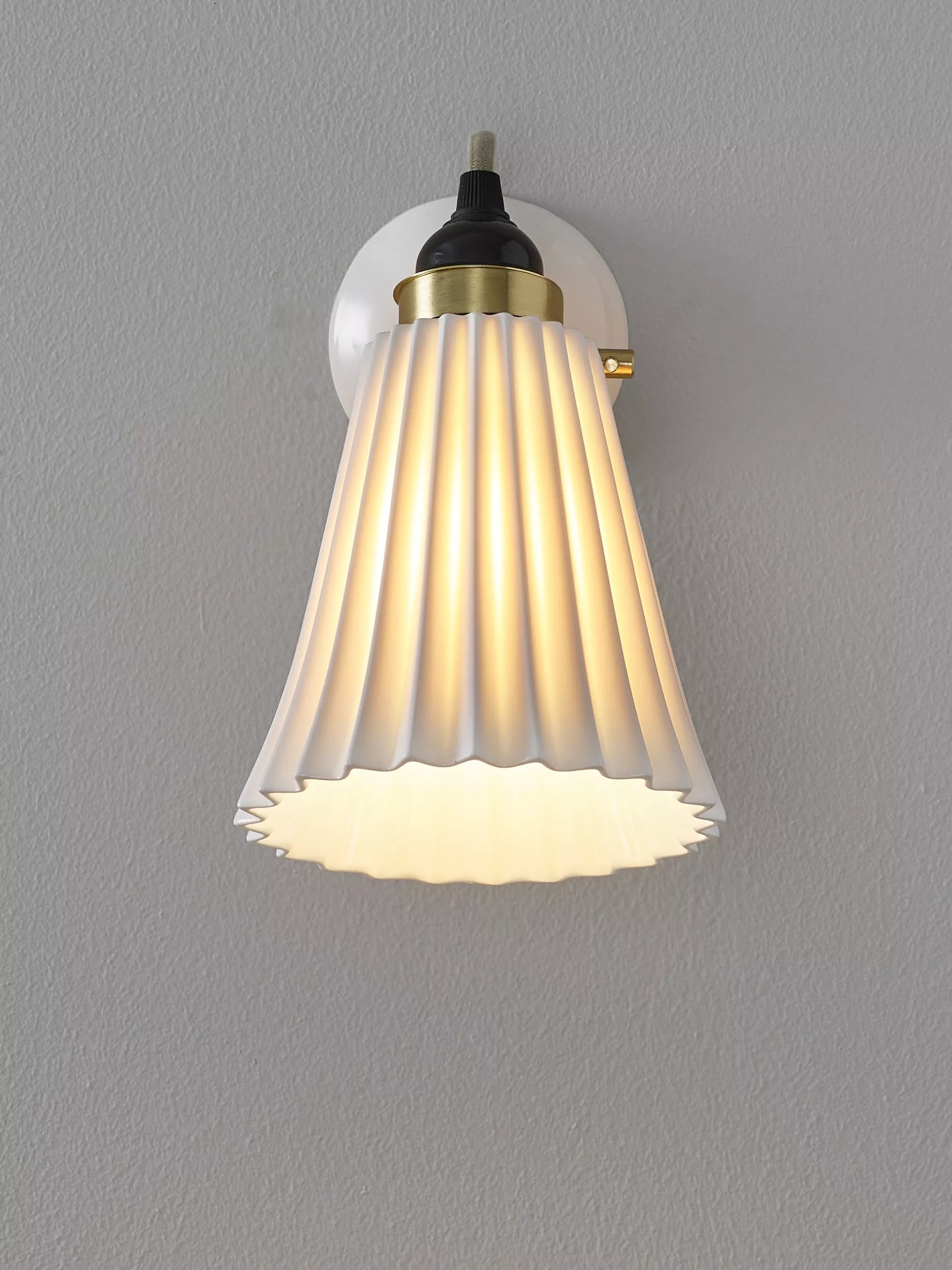 Original BTC Hector Pleat wall light natural bone china, imported from the UK