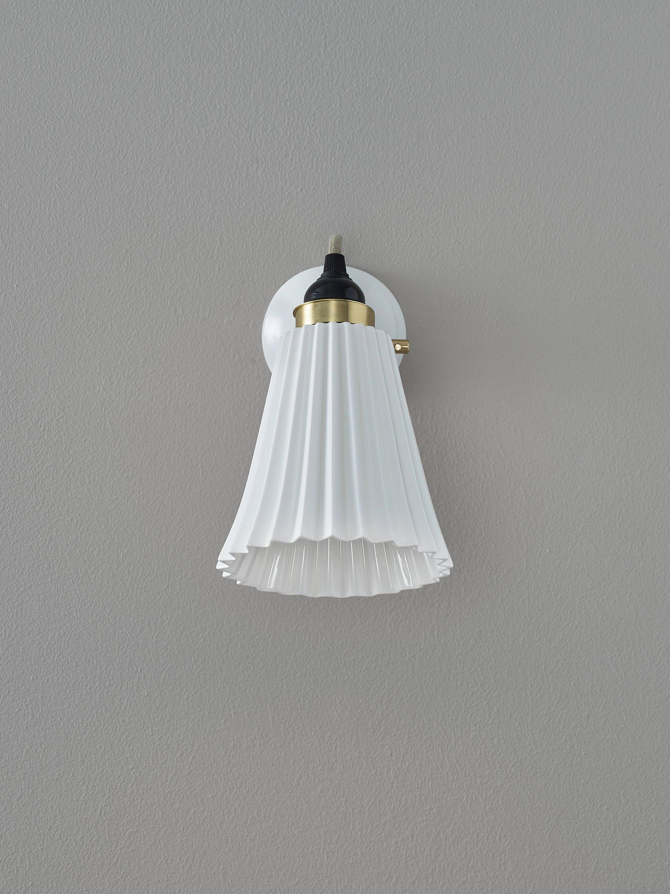 Original BTC Hector Pleat wall light natural bone china, imported from the UK