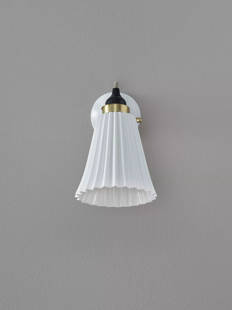 Original BTC Hector Pleat wall light natural bone china, imported from the UK